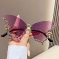 Butterfly Diamond Sunglasses – UV400 Protection, Oversized Metal Frame