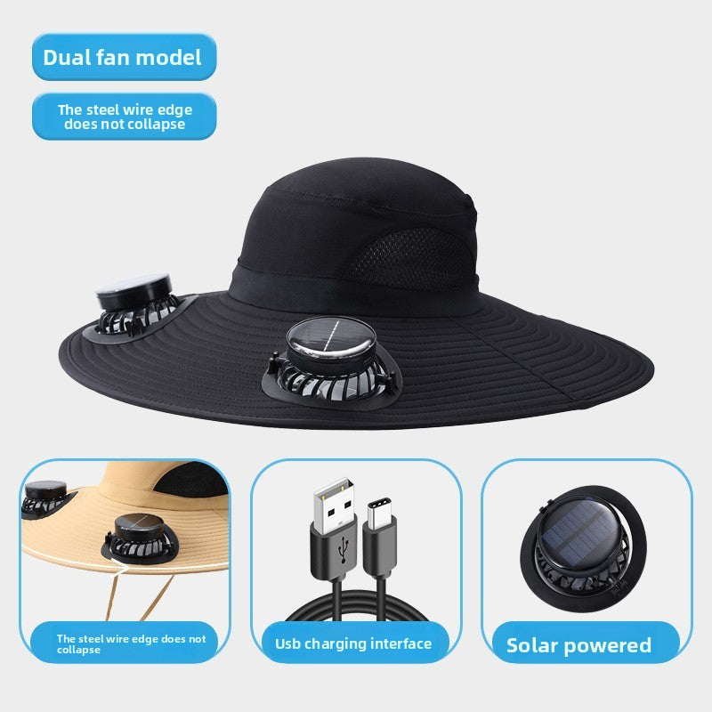 Solar Powered Cooling Fan Hat – 4th of July Outdoor Essential.
