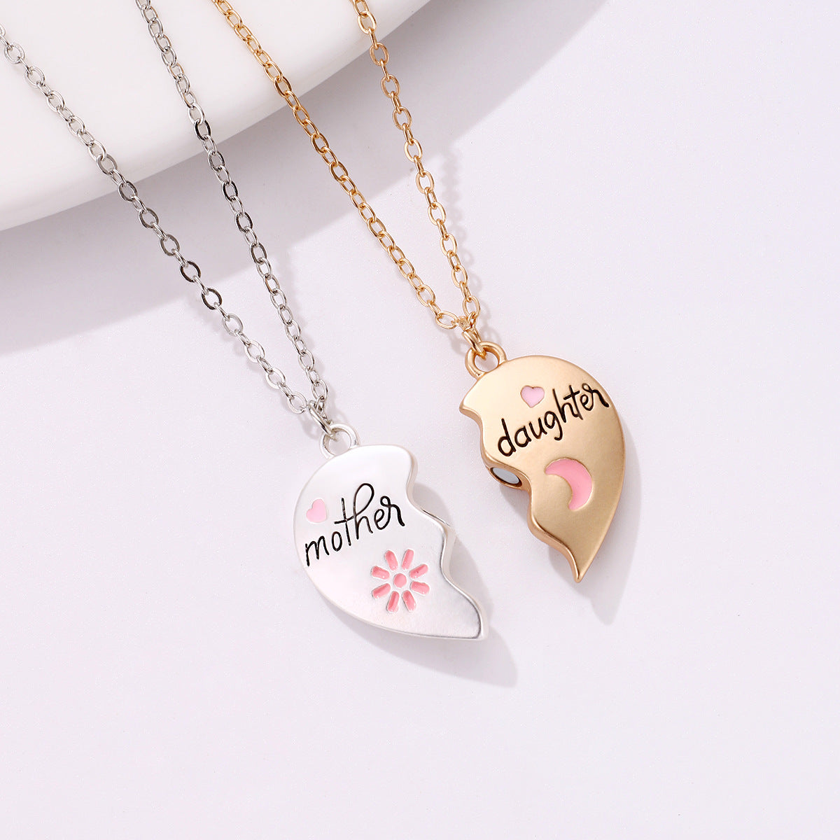 Heart Shape Mother Daughter Alloy Necklace