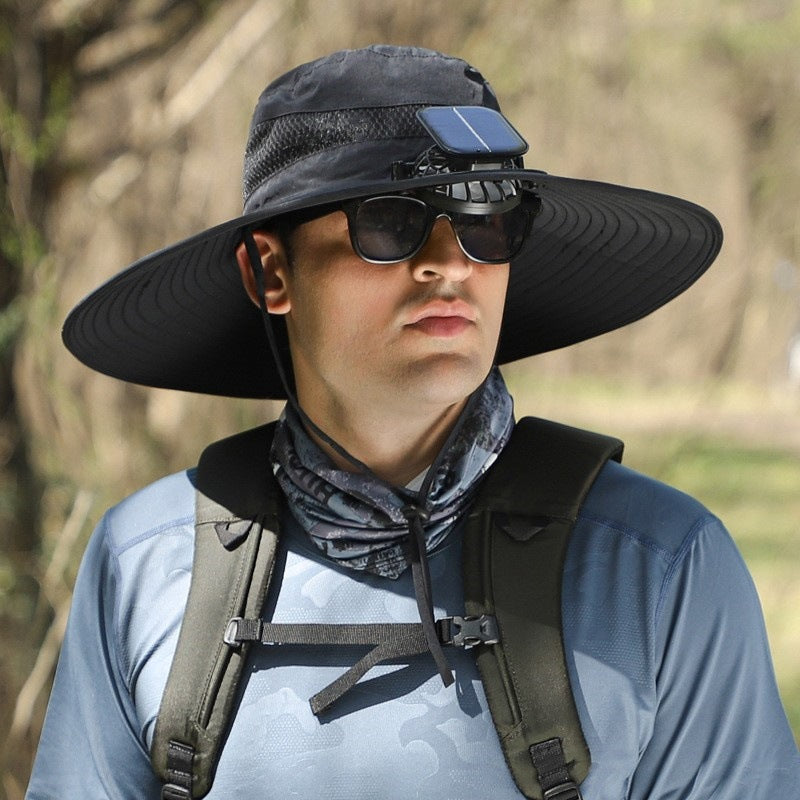 Solar-Powered Cooling Bucket Hat with Built-In Fan | UV Protection