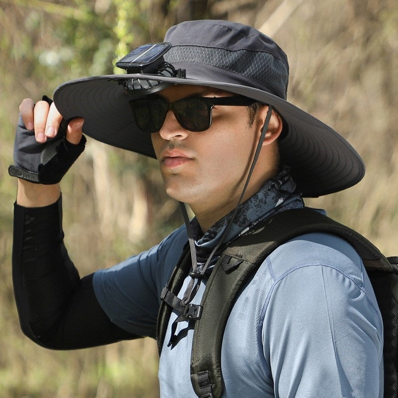 Solar-Powered Cooling Bucket Hat with Built-In Fan | UV Protection
