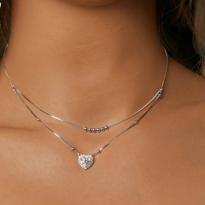 Double-Layer Moissanite  Necklace with Certification