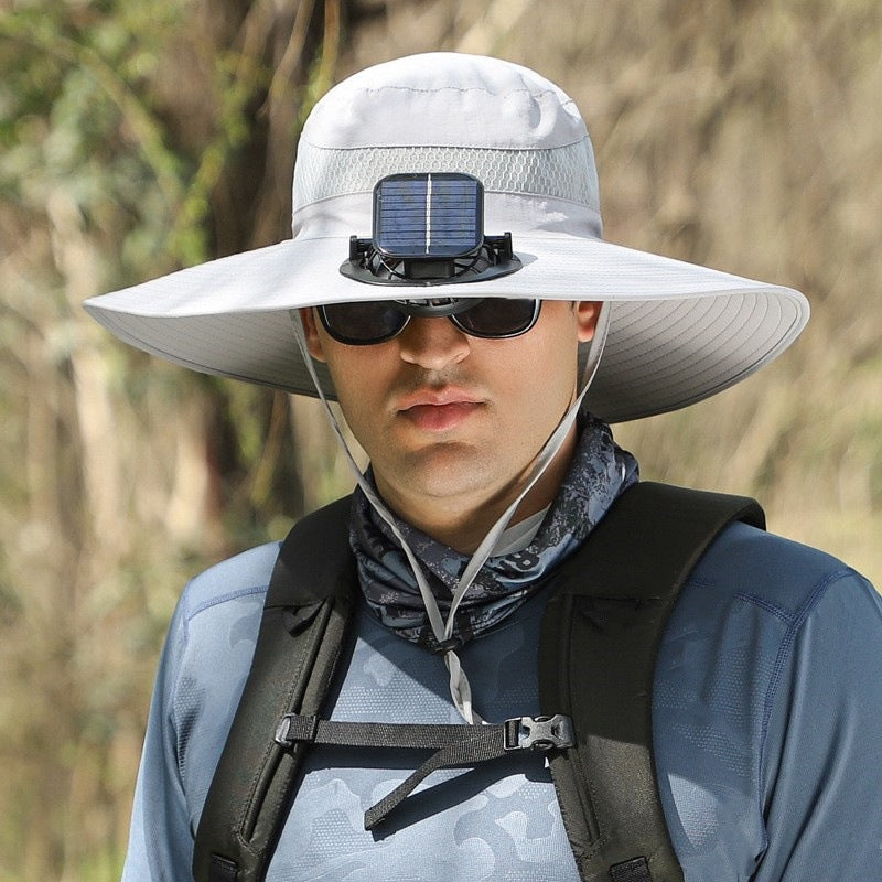Solar-Powered Cooling Bucket Hat with Built-In Fan | UV Protection