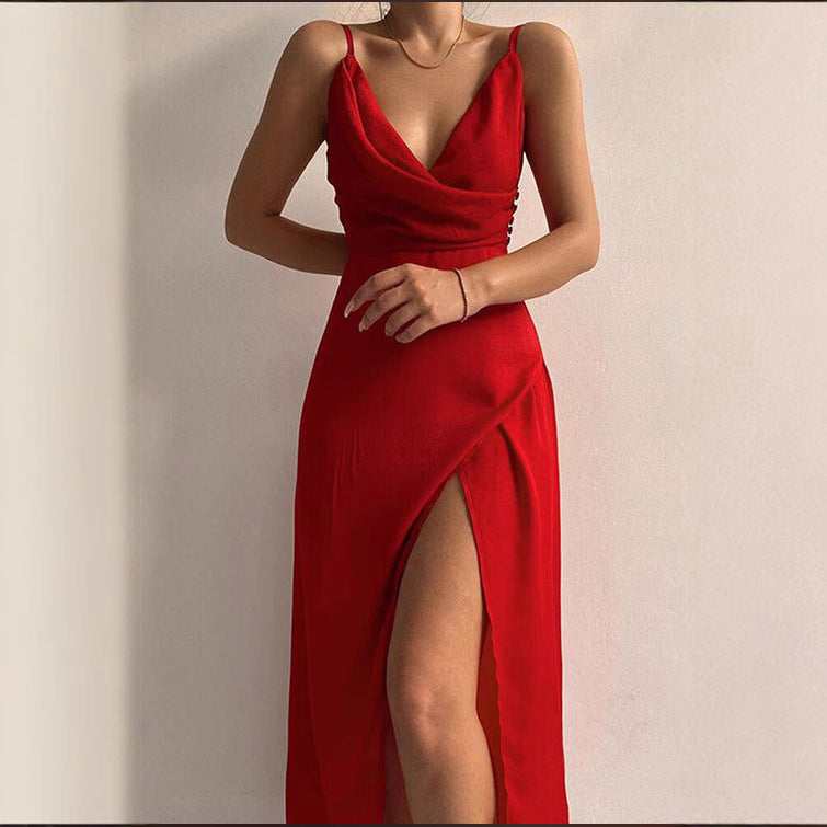 Sling V-neck Printed Dress
