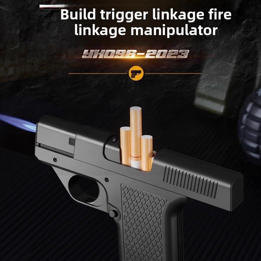 Gun Type Windproof Inflatable Lighter Cigarette Case