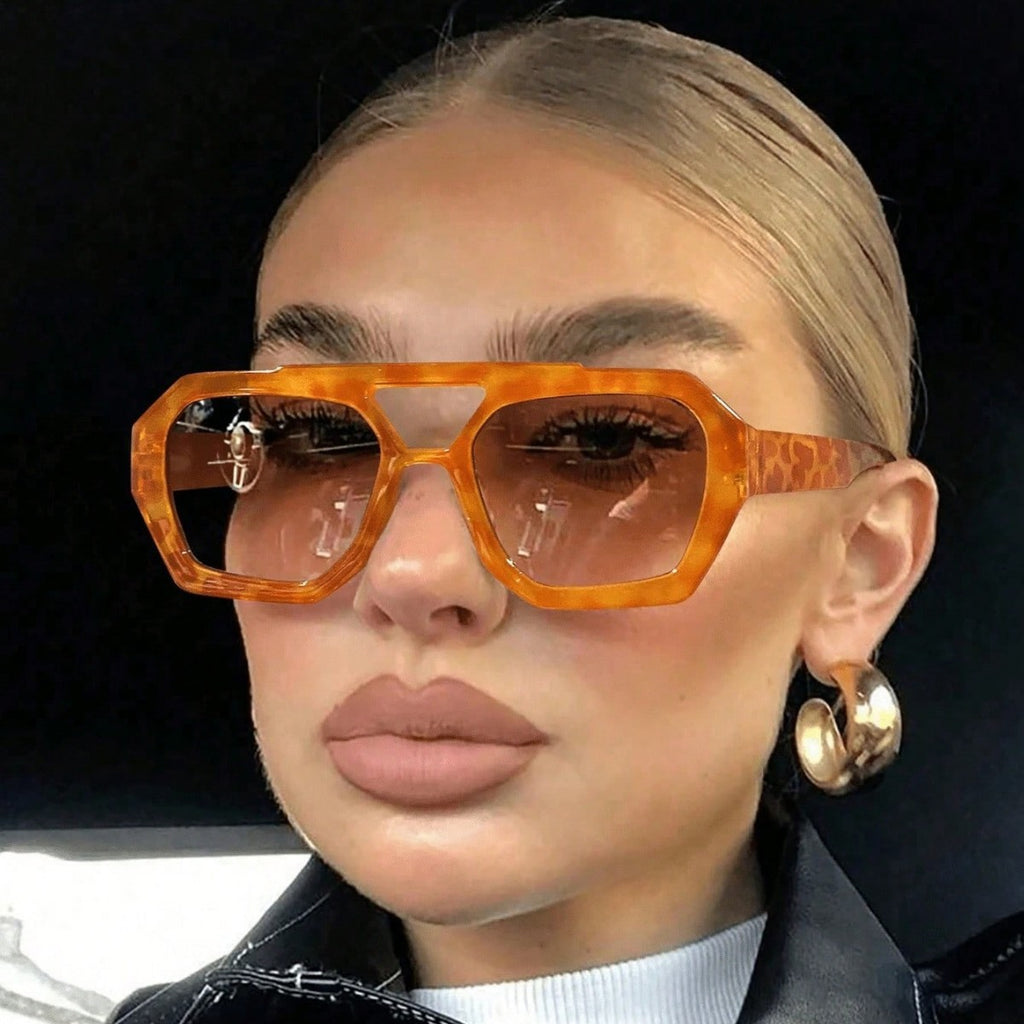Retro Contrast Color Polygonal Sunglasses