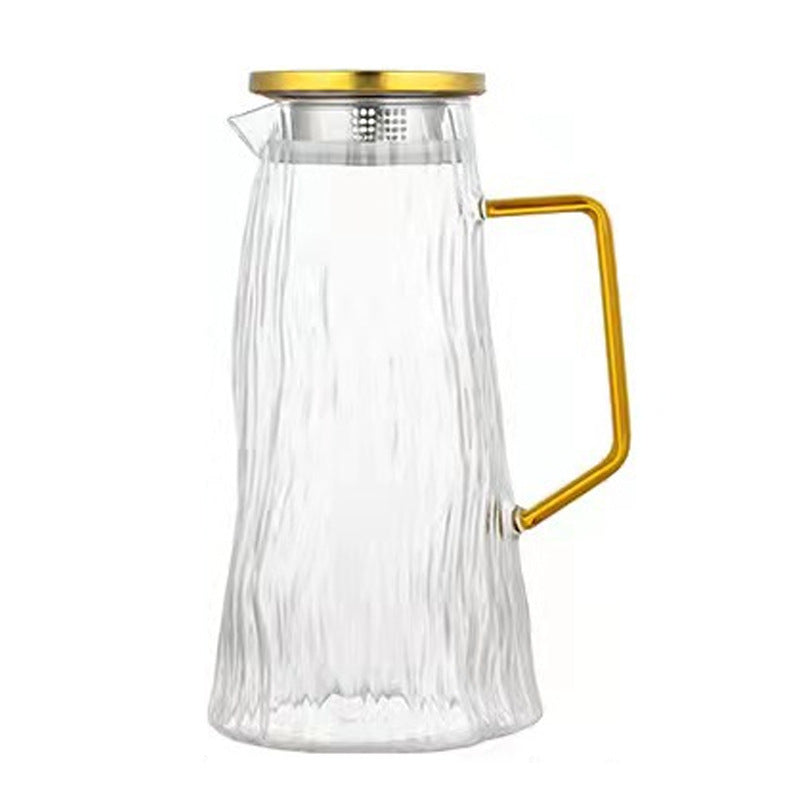 Large Capacity Glass Cold Water Kettle with Glacier Pattern