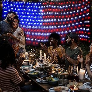 American Flag LED String Lights – Patriotic 4th of July Outdoor Decoration