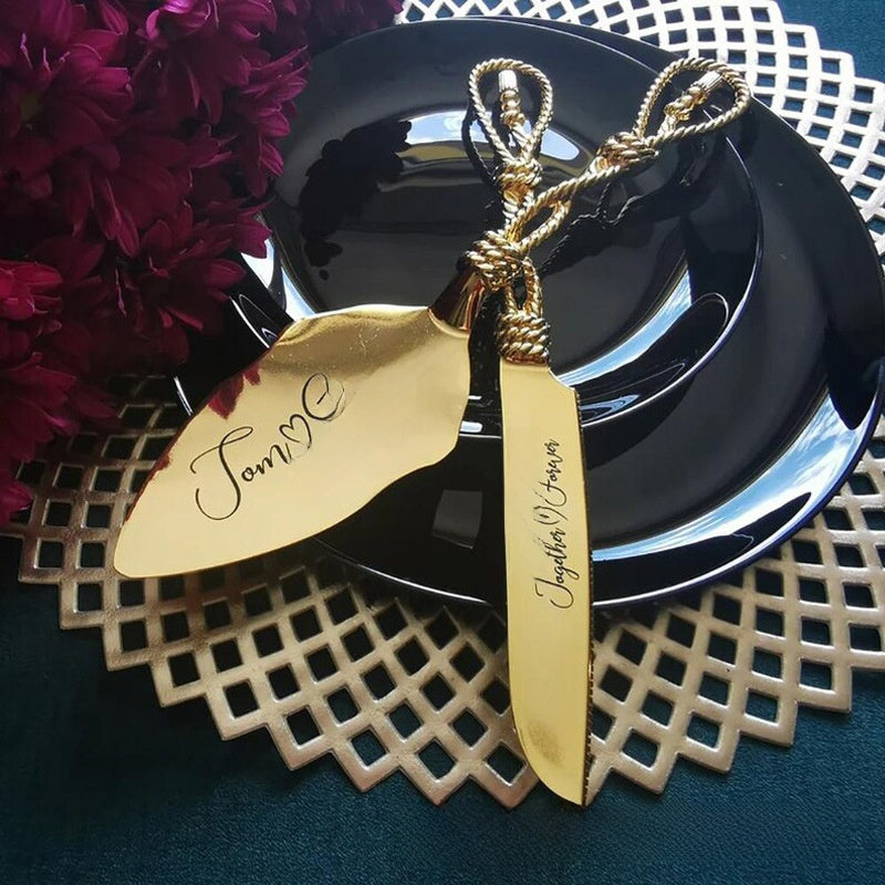 Custom Engraved Cake Knife and Spatula Set