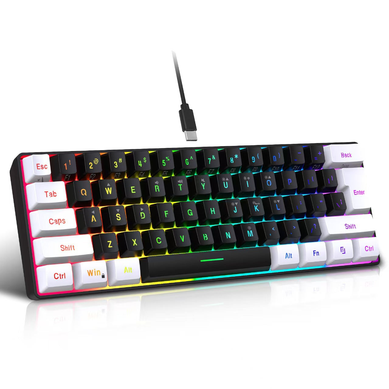 61-Key RGB Gaming Keyboard – Compact Wired USB