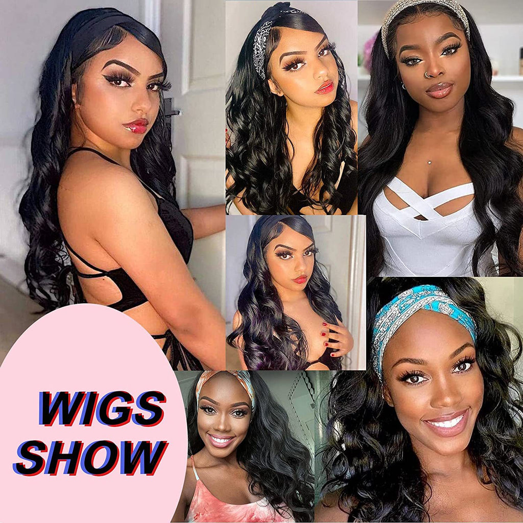 Scarf Headband Wig with Long Curly Hair