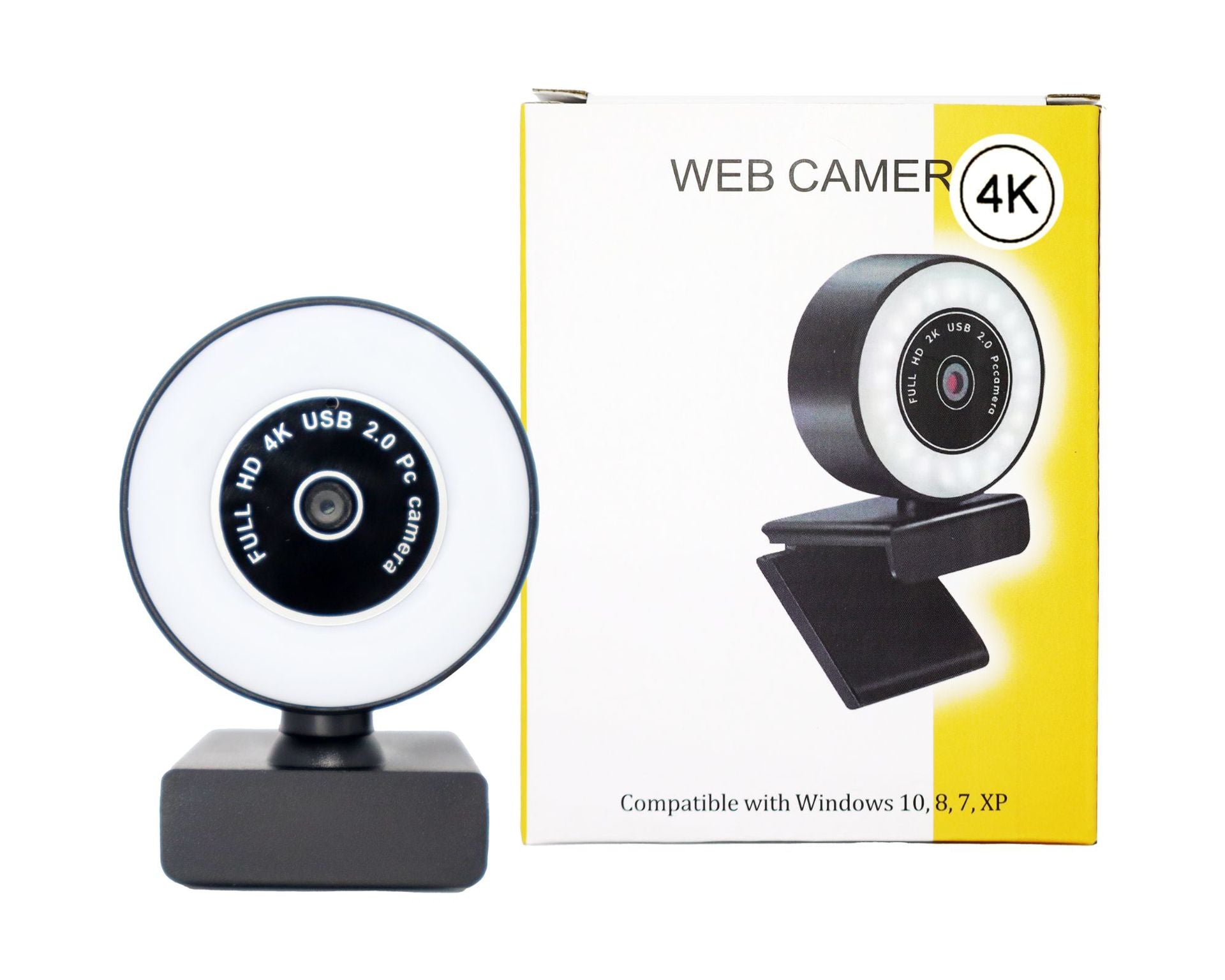 HD Webcam with Fill Light & Built-in Mic – 1080P, 2K & 4K