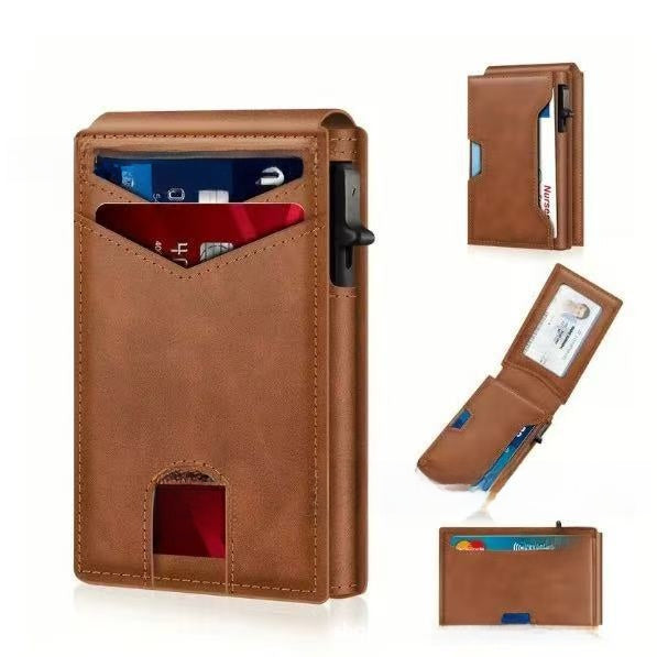 Men's RFID Blocking Bifold Wallet with Pop-Up Card Holder
