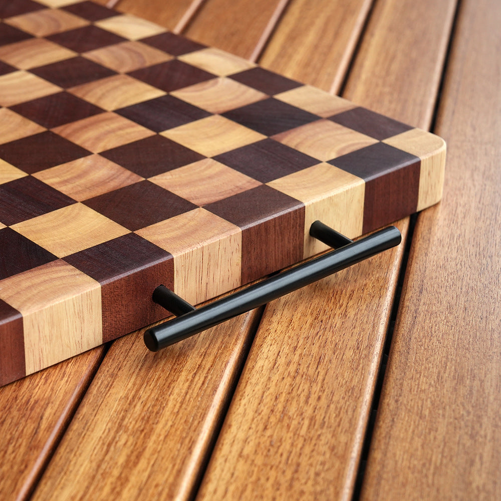 Wooden Checkerboard Cutting Board with Handle