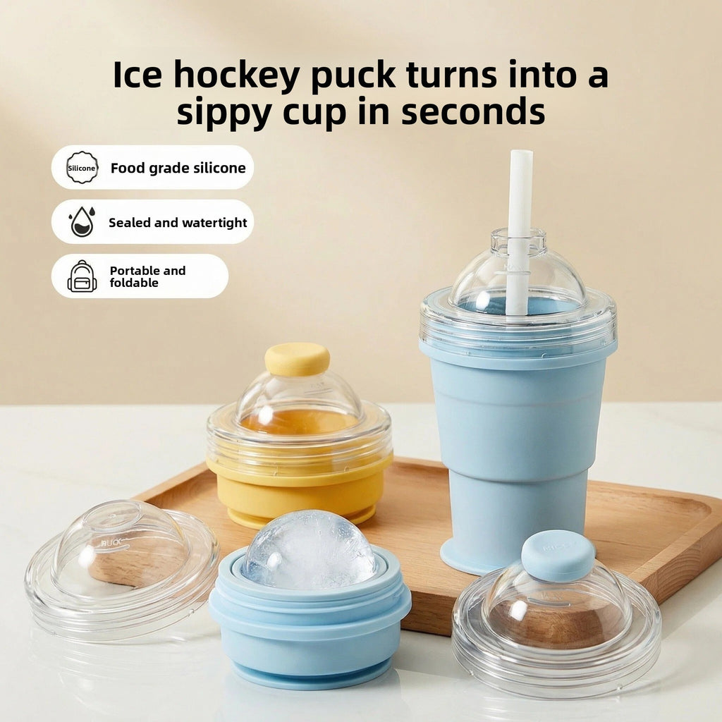 Collapsible Silicone Cup with Straw