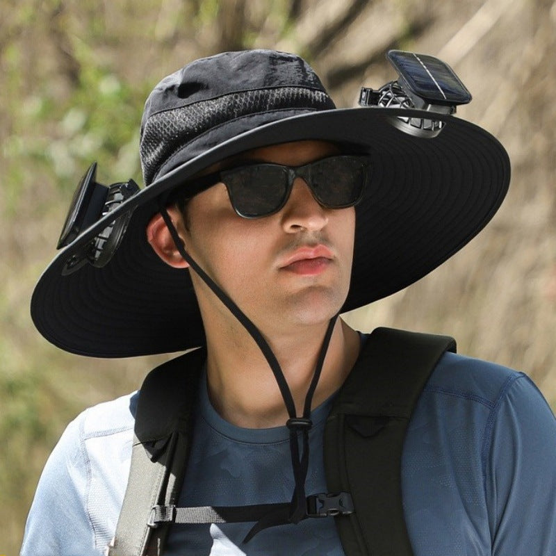 Solar-Powered Cooling Bucket Hat with Built-In Fan | UV Protection