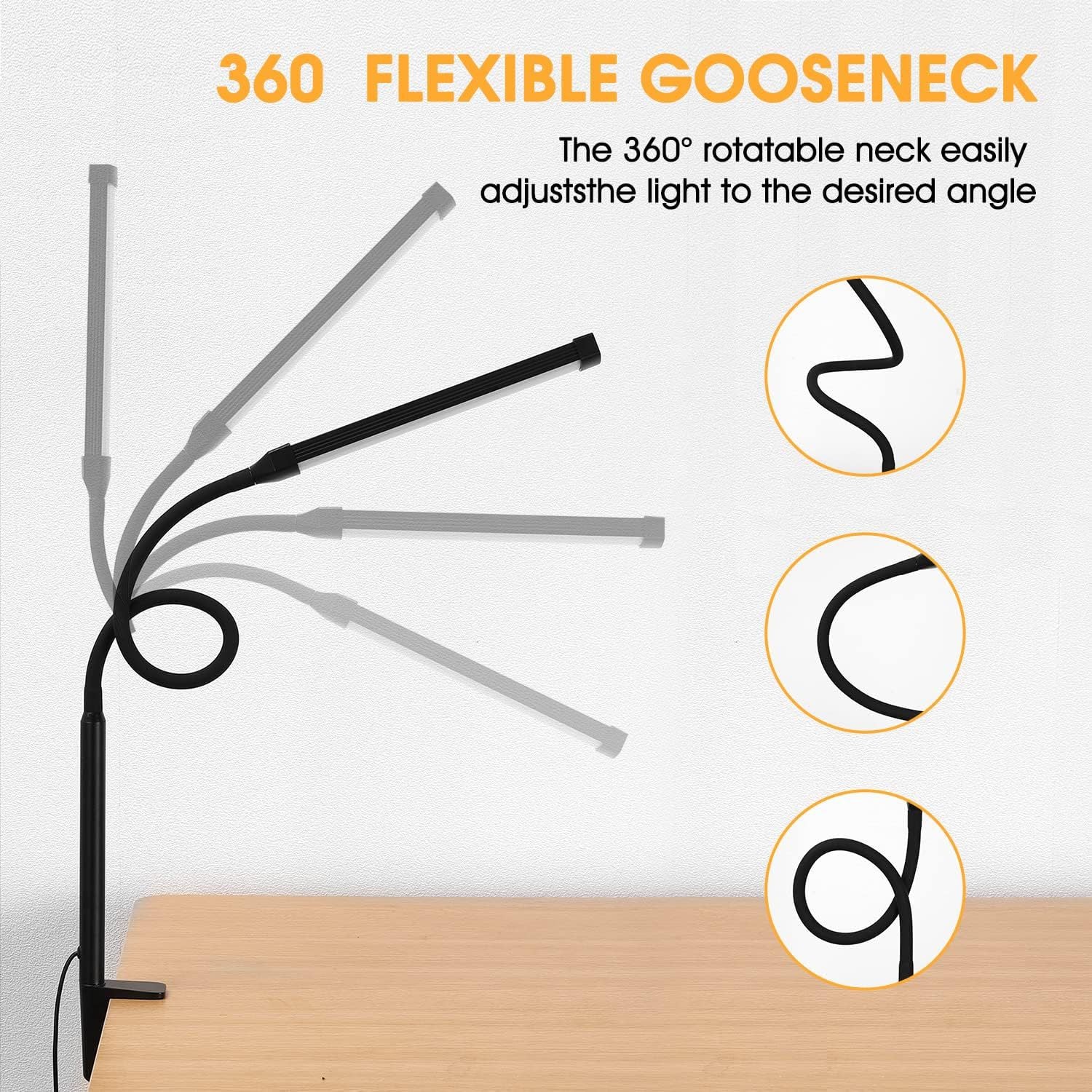 LED Eye-Care Desk Lamp – USB Powered with Adjustable Clip Arm