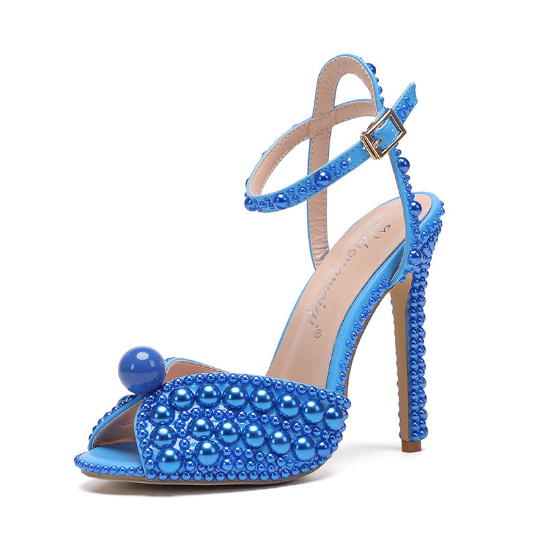 Rhinestone Pearl Womens Wedding Stiletto Heels