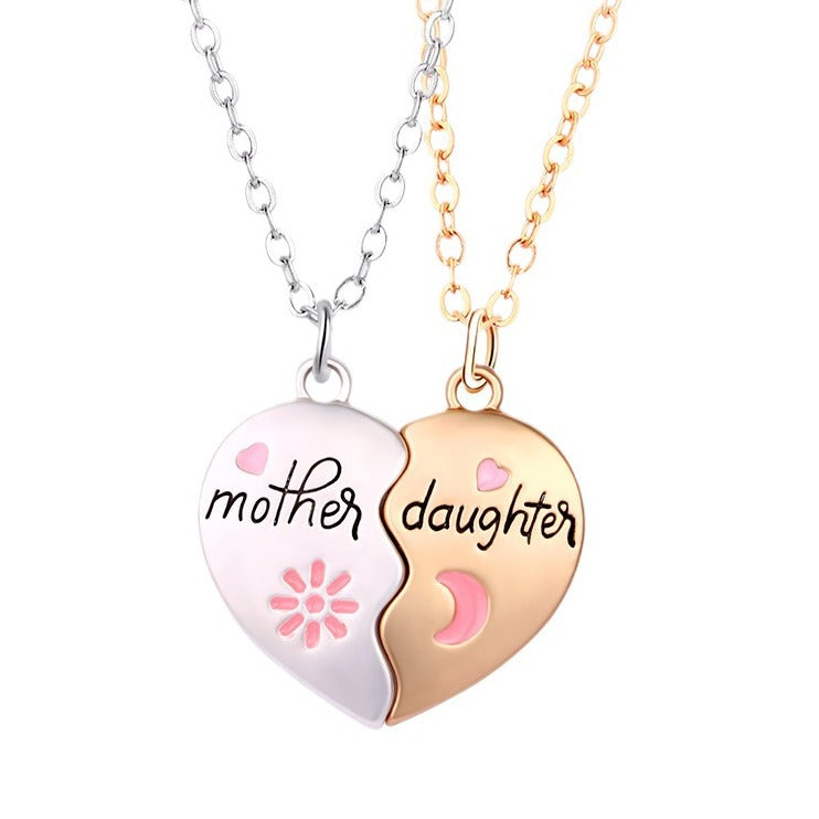 Heart Shape Mother Daughter Alloy Necklace