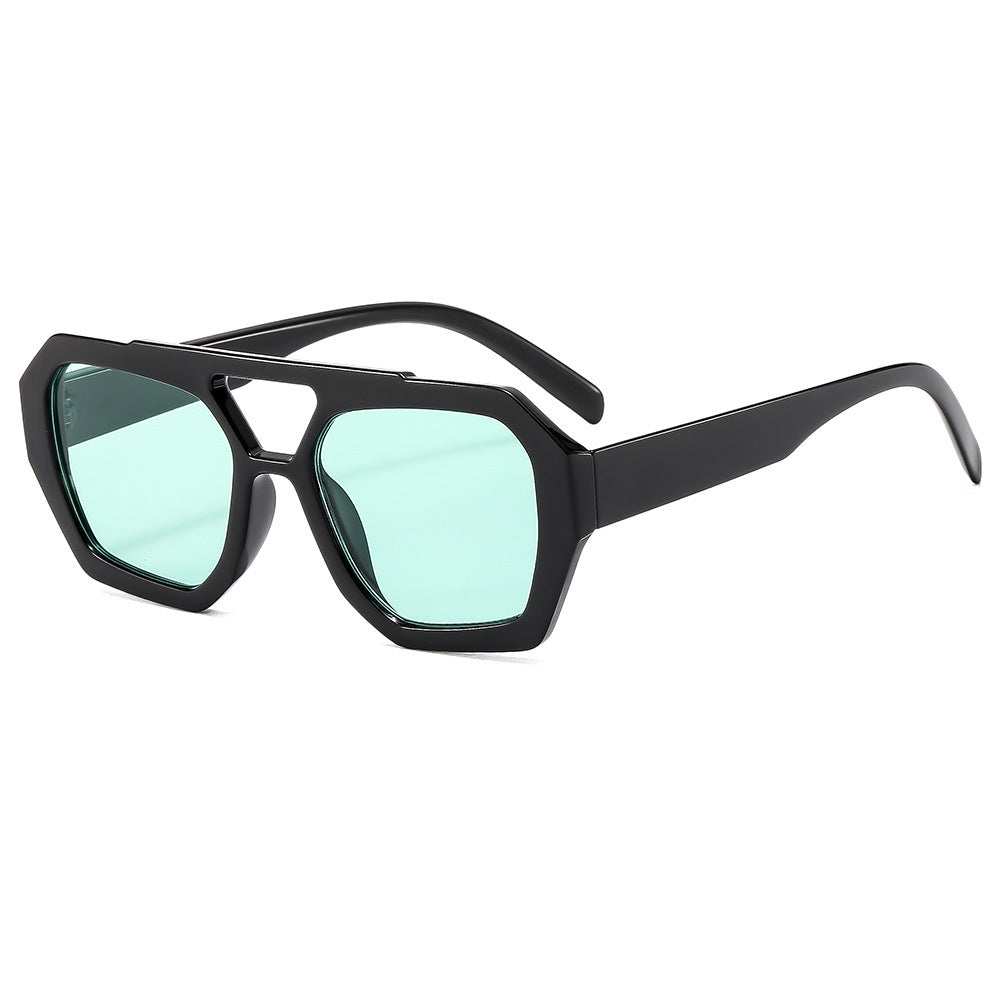 Retro Contrast Color Polygonal Sunglasses