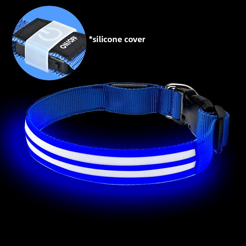 LED Light-Up Dog Collar | Fiber Optic Safety Collar for Night Walks