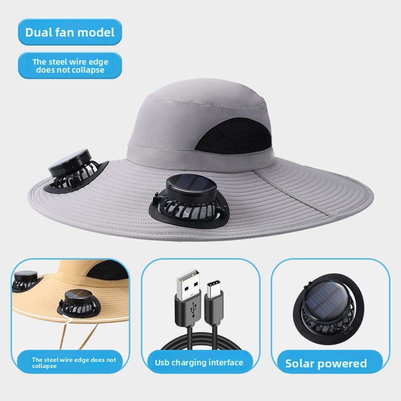 Solar Powered Cooling Fan Hat – 4th of July Outdoor Essential.