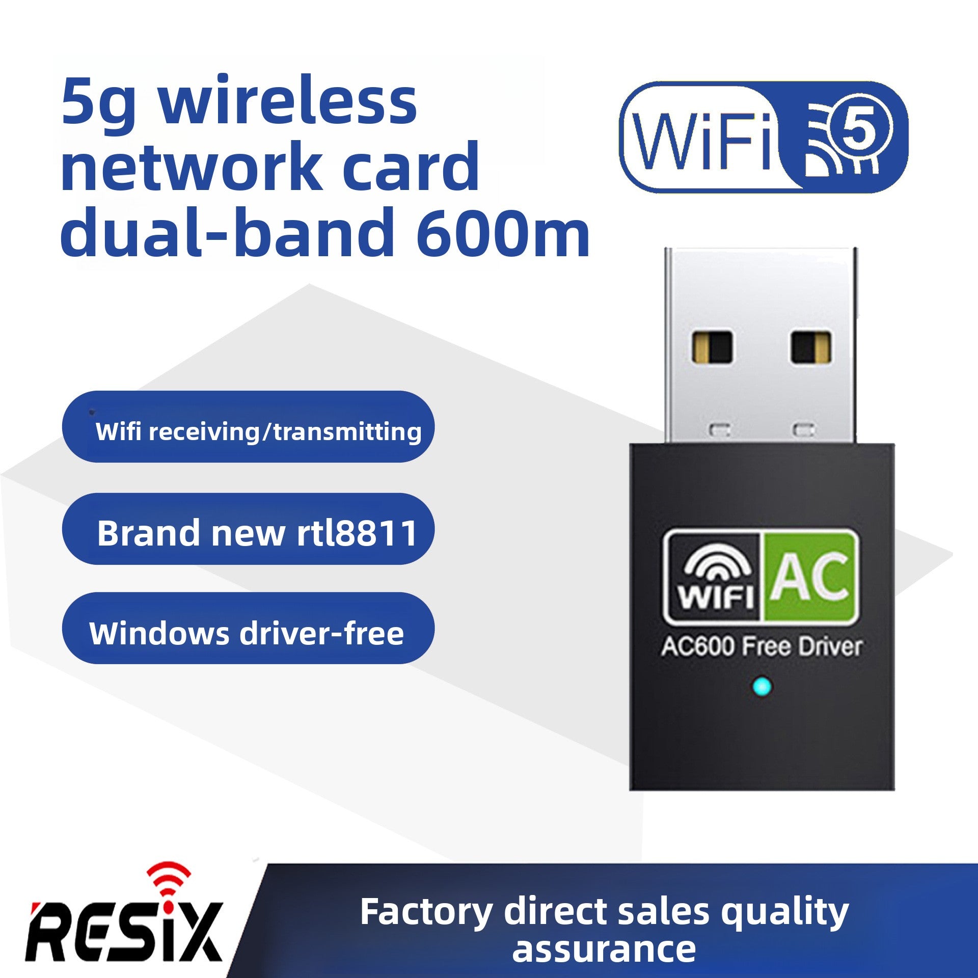 USB WiFi Adapter – Dual-Band, Up to 1300Mbps