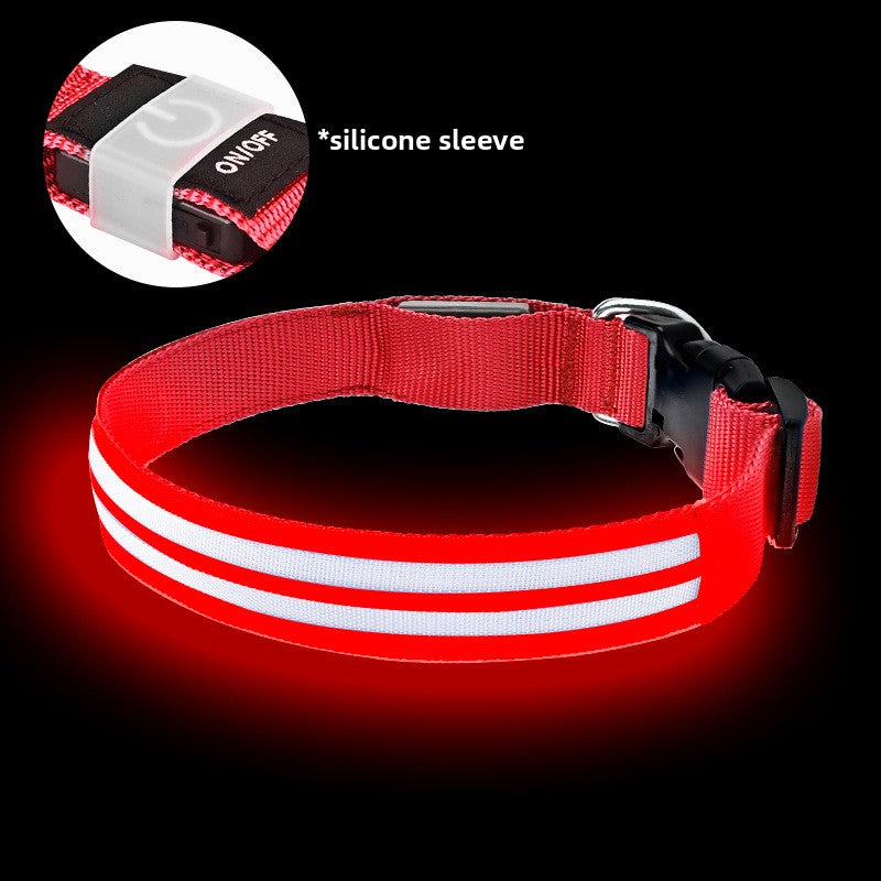 LED Light-Up Dog Collar | Fiber Optic Safety Collar for Night Walks
