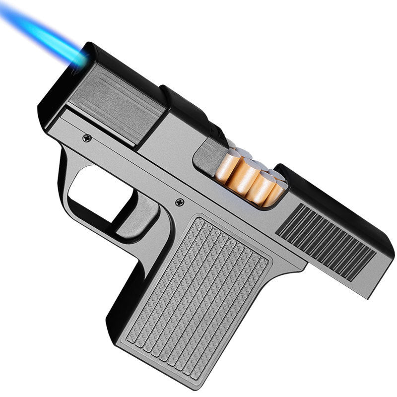 Gun Type Windproof Inflatable Lighter Cigarette Case