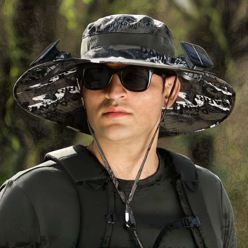 Solar-Powered Cooling Bucket Hat with Built-In Fan | UV Protection