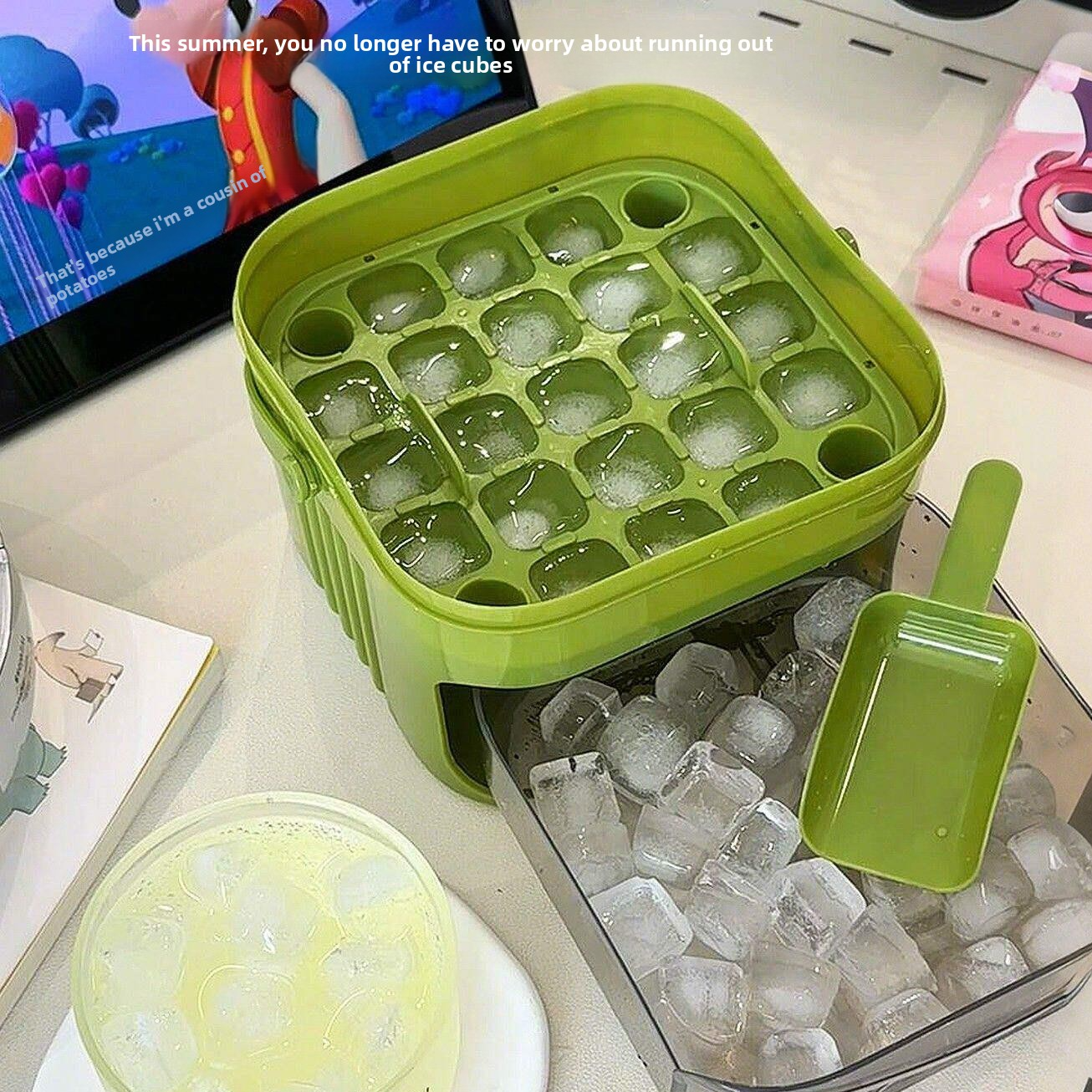 Press-Type Ice Cube Mold with Storage Box