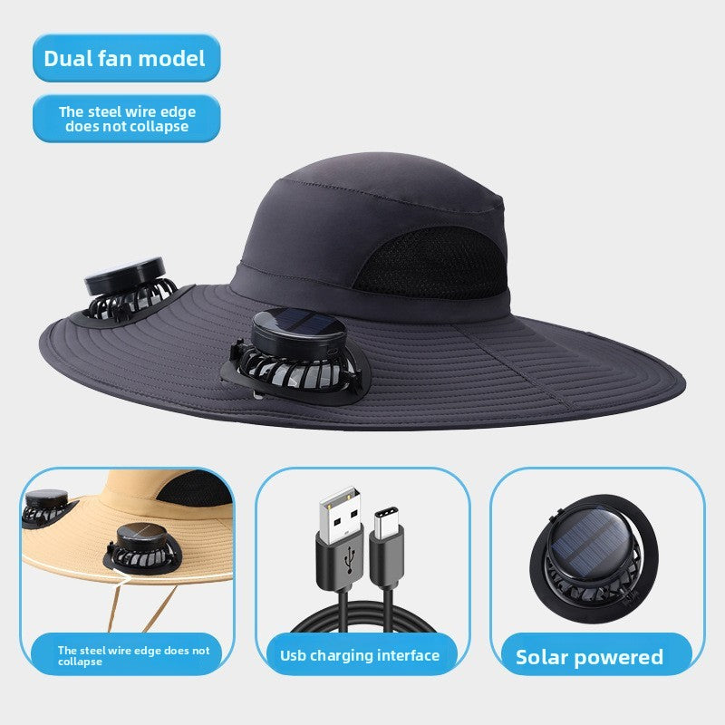 Solar Powered Cooling Fan Hat – 4th of July Outdoor Essential.