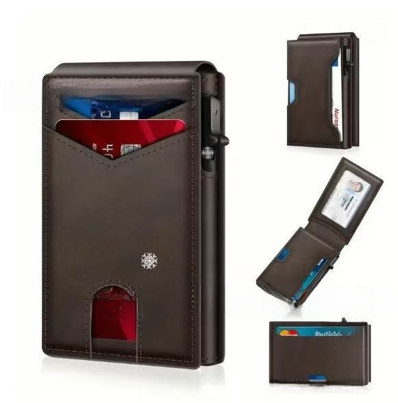 Men's RFID Blocking Bifold Wallet with Pop-Up Card Holder