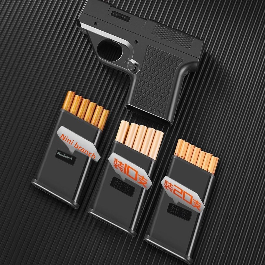 Gun Type Windproof Inflatable Lighter Cigarette Case