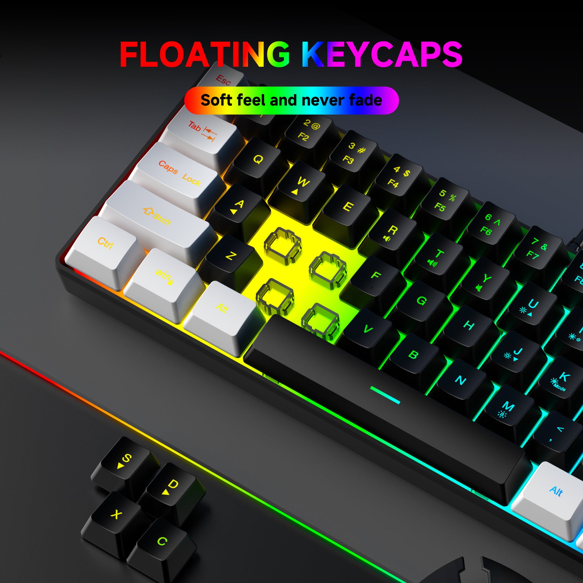 61-Key RGB Gaming Keyboard – Compact Wired USB