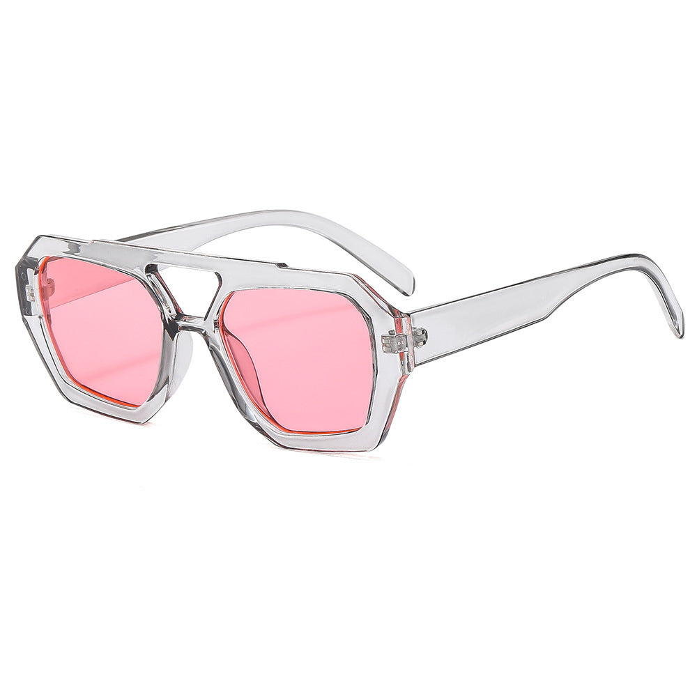 Retro Contrast Color Polygonal Sunglasses