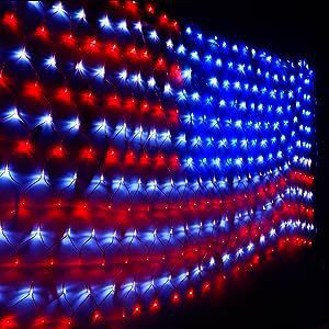 American Flag LED String Lights – Patriotic 4th of July Outdoor Decoration