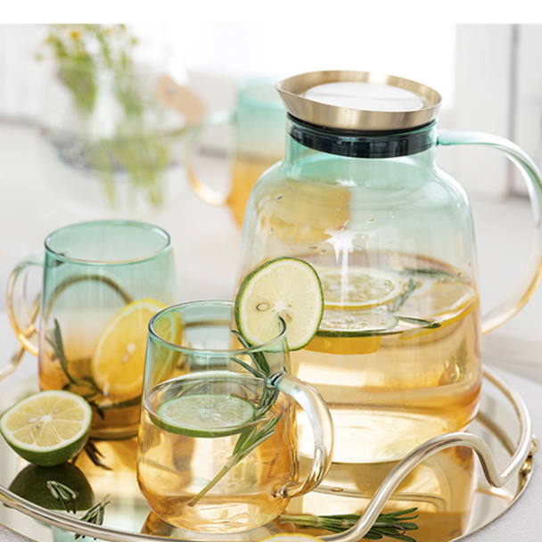Nordic Glass Carafe Set with Cups and Tray