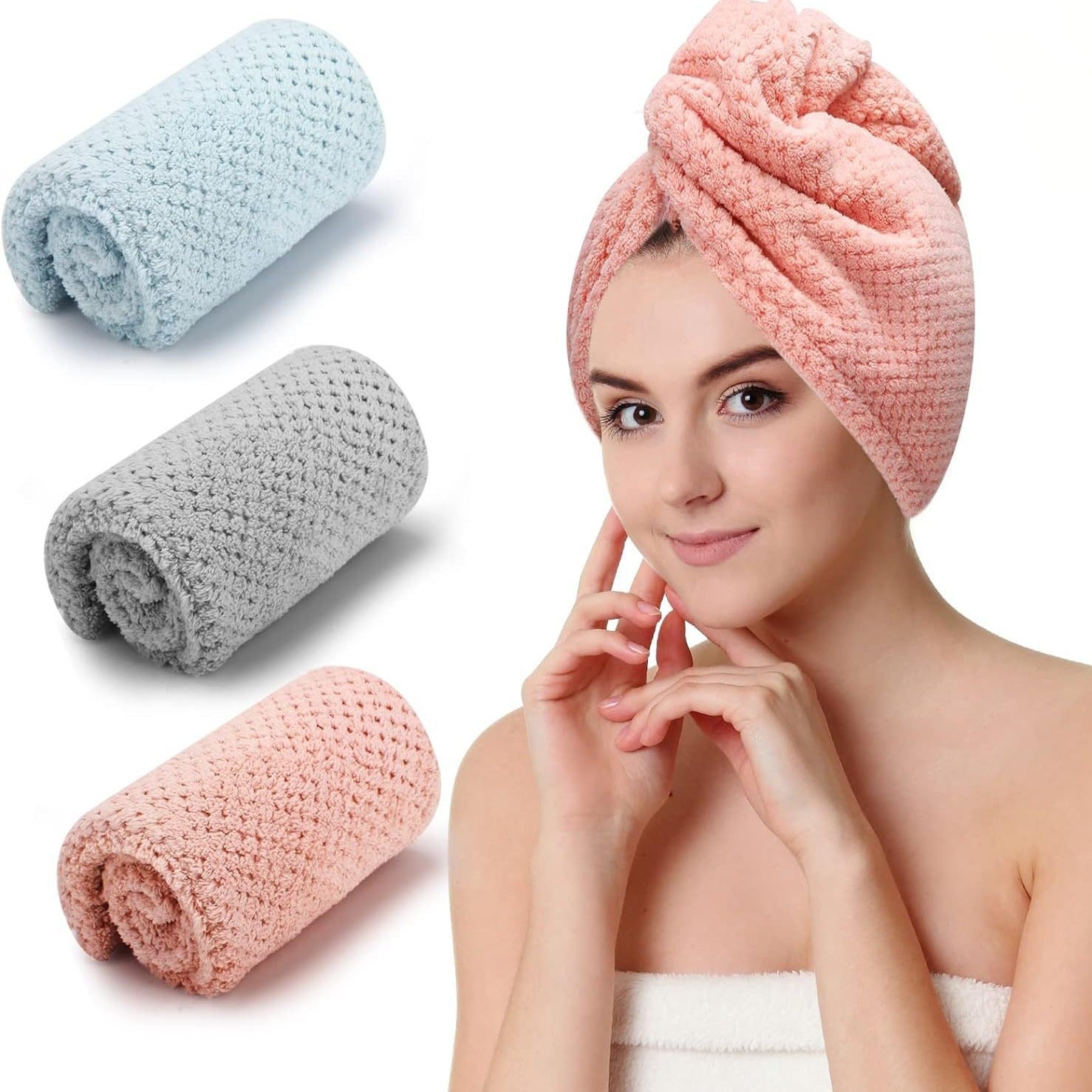 Microfiber Hair Towel for Drying and Frizz Control