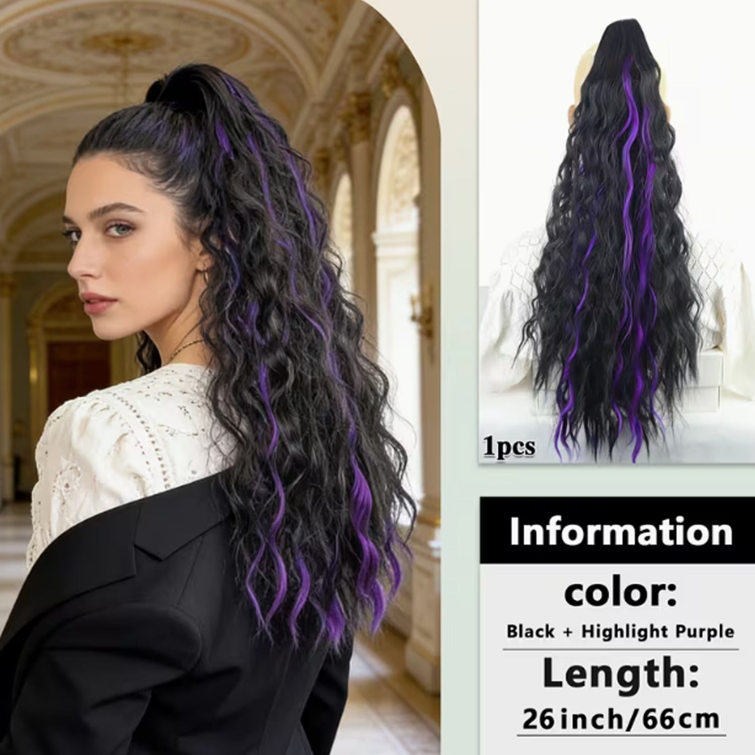 Synthetic Hair Ponytail with Clip