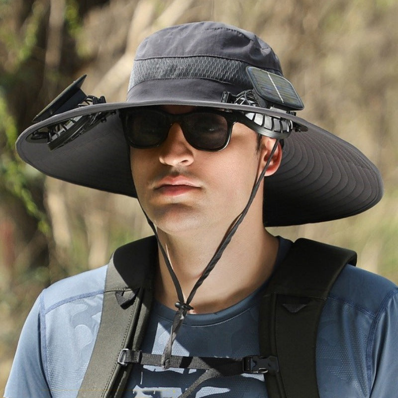Solar-Powered Cooling Bucket Hat with Built-In Fan | UV Protection