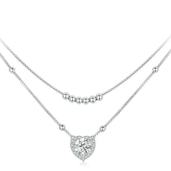 Double-Layer Moissanite  Necklace with Certification