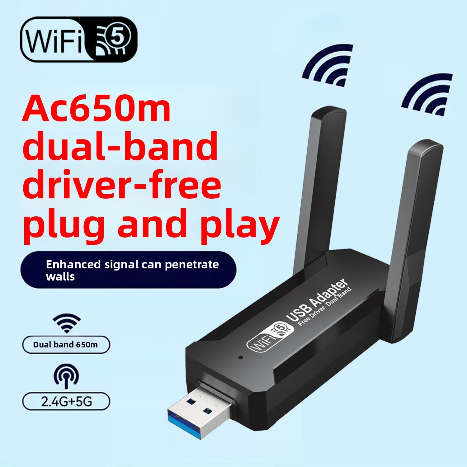 USB WiFi Adapter – Dual-Band, Up to 1300Mbps
