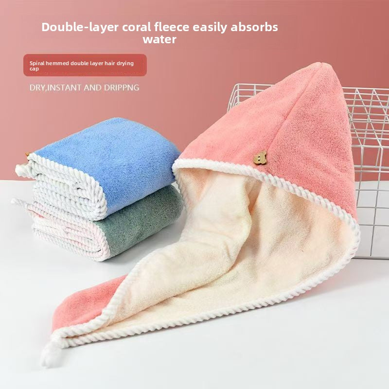 Hair Drying coral fleece cap