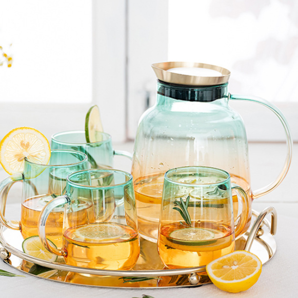 Nordic Glass Carafe Set with Cups and Tray