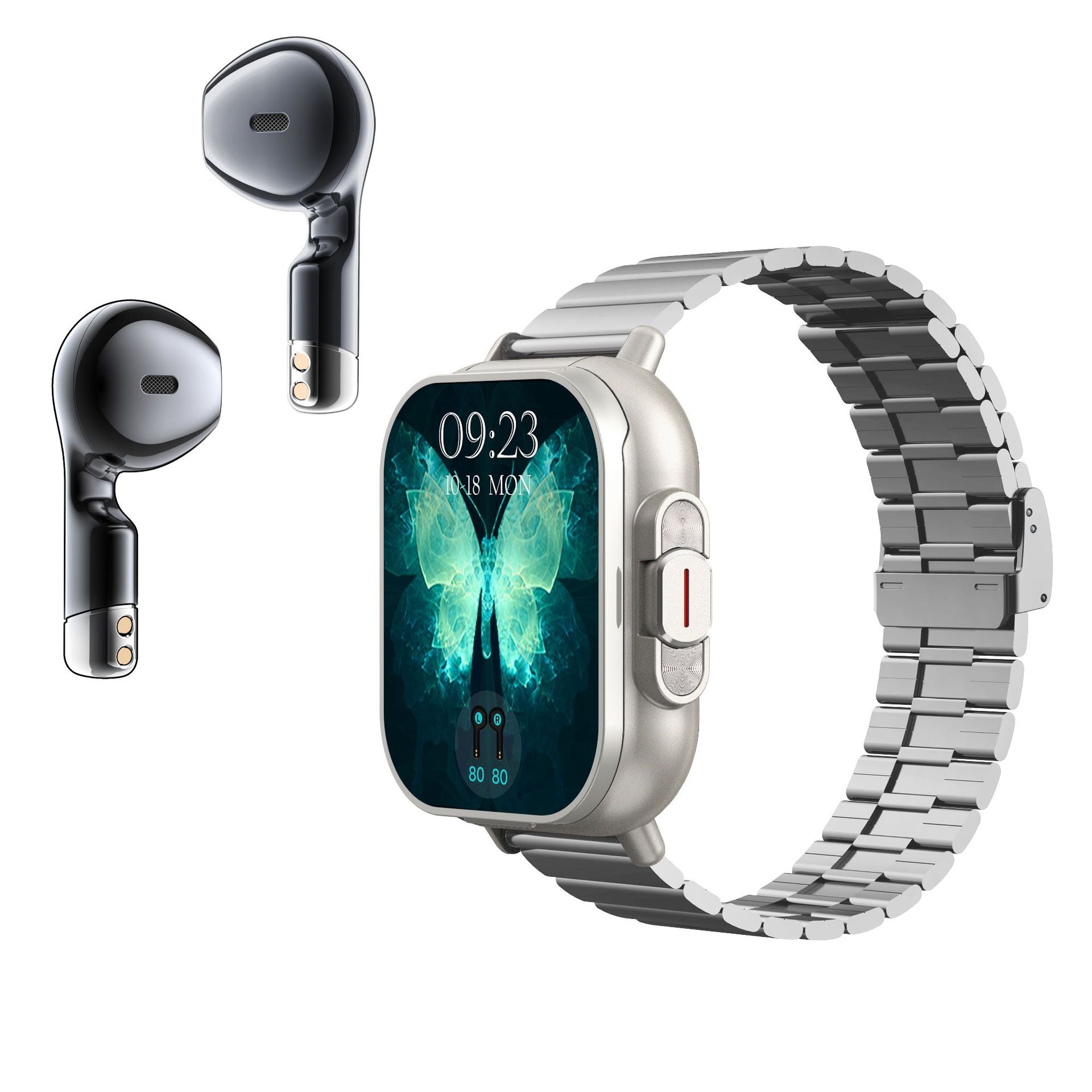 2-in-1 Smartwatch with Built-In TWS Bluetooth Earphones