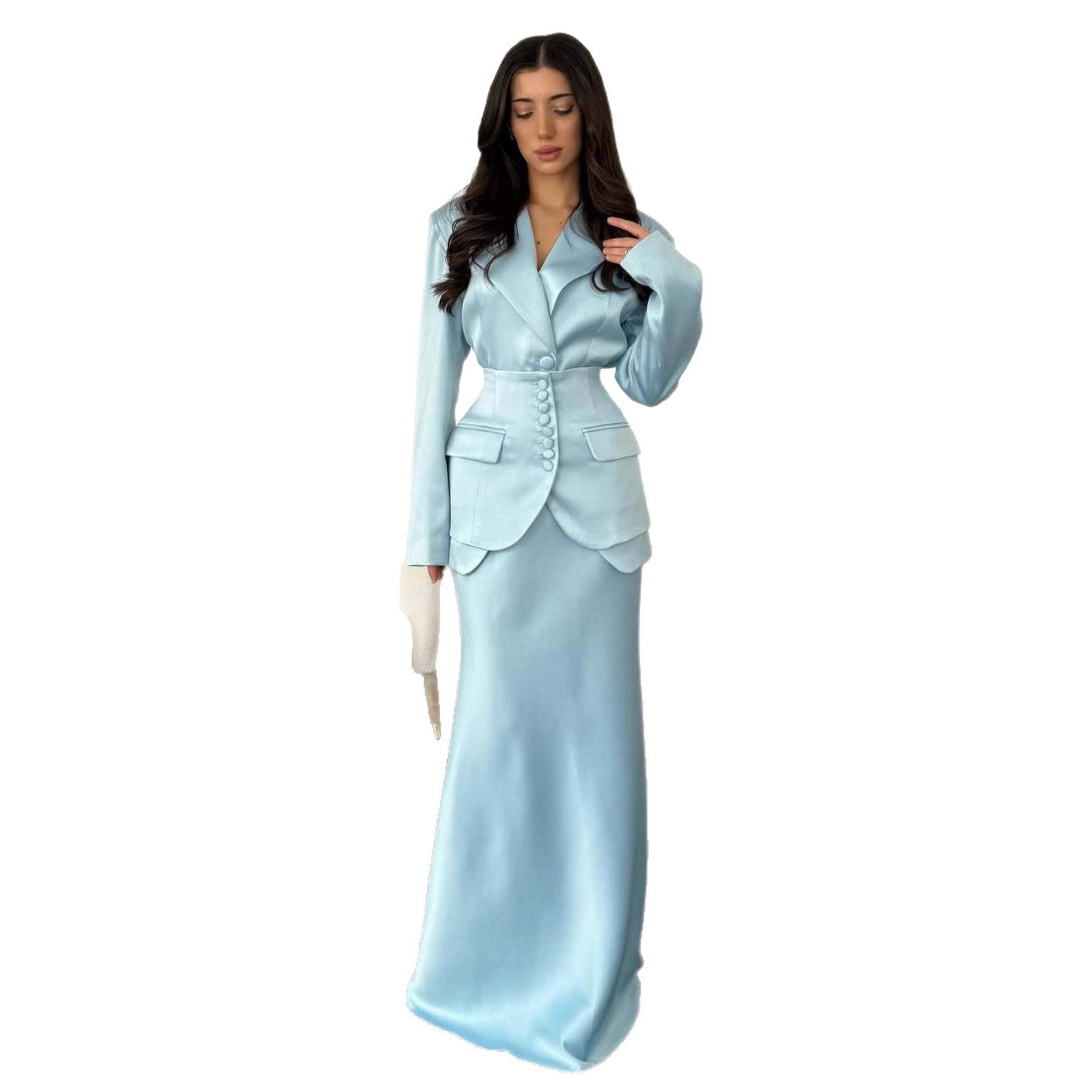 Women Office Suit Set Cardigan Skirt