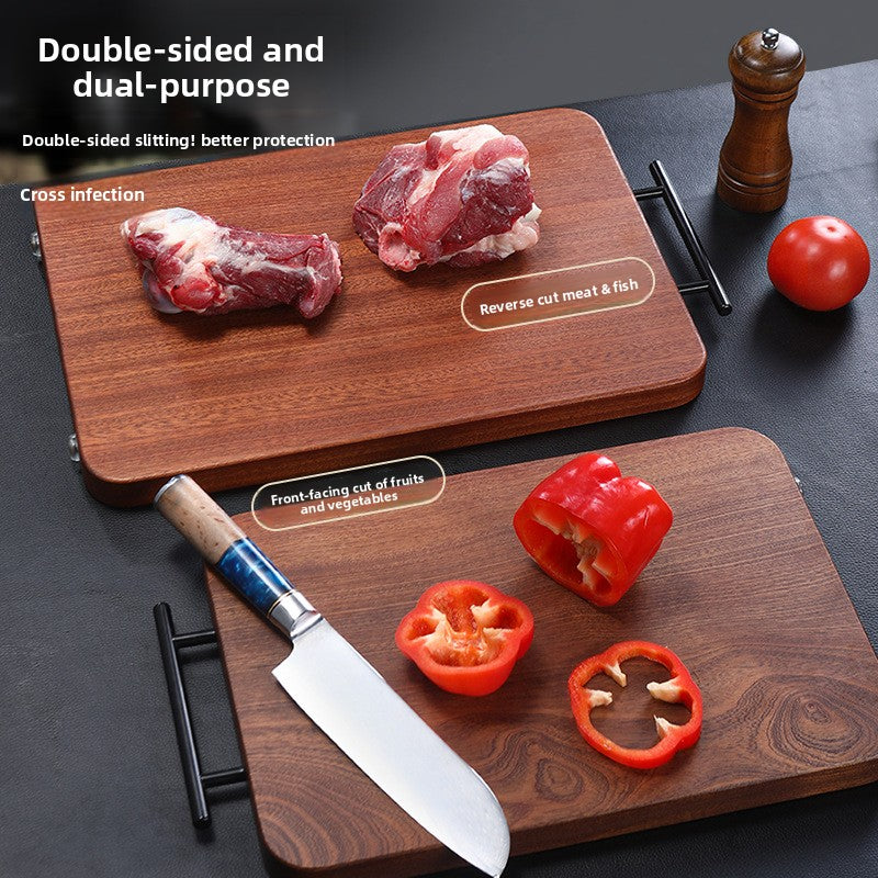Wooden Checkerboard Cutting Board with Handle