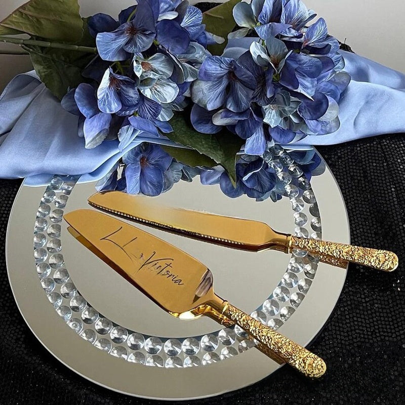 Custom Engraved Cake Knife and Spatula Set