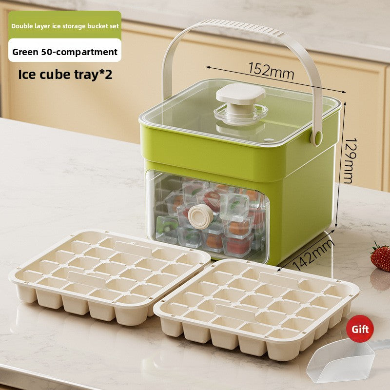 Press-Type Ice Cube Mold with Storage Box